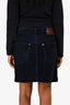 Louis Vuitton Dark Blue Velvet Denim Pattern Buttoned Mini Skirt Size 40