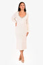 Bottega Veneta Pre Fall 2020 White Cotton Knit Chain Detail Long Sleeve Maxi Dress Size S