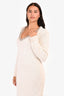 Bottega Veneta Pre Fall 2020 White Cotton Knit Chain Detail Long Sleeve Maxi Dress Size S