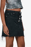 GRLFRND Black Denim Embellished Button 'Reese' Mini Skirt Size 26