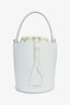 Jil Sander White Leather Drawstring Bucket Crossbody Bag