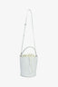 Jil Sander White Leather Drawstring Bucket Crossbody Bag