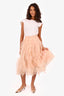 Simone Rocha x H&M Pink Tulle Ruffle Detail Midi Skirt Size 6