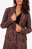 Uma Wang Brown/Red Linen Jacquard Single Breasted Jacket Size M