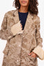 Uma Wang Beige Floral Print Jacquard Single Breasted Raw Hem Jacket Size M