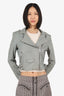 Iro Grey Leather Biker Jacket Size 38