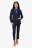 Max Mara Navy Wool Double Breasted Blazer With Trousers Set Size 2