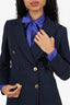 Max Mara Navy Wool Double Breasted Blazer With Trousers Set Size 2