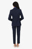 Max Mara Navy Wool Double Breasted Blazer With Trousers Set Size 2