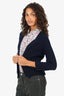 Max Mara Navy Wool Ribbed Knit Open Cardigan Size S