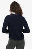 Max Mara Navy Wool Ribbed Knit Open Cardigan Size S