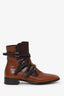 Prada Brown Two-tone Leather Buckle Ankle Boots Size 36