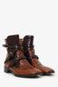 Prada Brown Two-tone Leather Buckle Ankle Boots Size 36