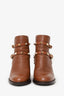 Valentino Brown Leather Rockstud Ankle Boots Size 37