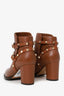 Valentino Brown Leather Rockstud Ankle Boots Size 37