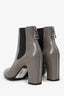 Balenciaga Grey Leather Zip Detail Heeled Ankle Boots Size 36.5