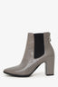 Balenciaga Grey Leather Zip Detail Heeled Ankle Boots Size 36.5