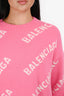 Balenciaga 2020 Pink/White Monogram Sweater Size S