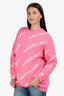 Balenciaga 2020 Pink/White Monogram Sweater Size S