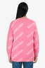 Balenciaga 2020 Pink/White Monogram Sweater Size S