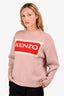 Kenzo Pink/Red Wool Logo Crewneck Sweater Size XS