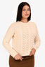 Veronica Beard Cream Wool Boucle Cable Knit Sweater Size S
