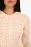 Veronica Beard Cream Wool Boucle Cable Knit Sweater Size S