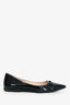 Prada Black Patent Leather Logo Pointed Toe Flats Size 37