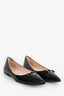 Prada Black Patent Leather Logo Pointed Toe Flats Size 37