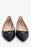 Prada Black Patent Leather Logo Pointed Toe Flats Size 37