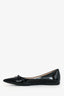 Prada Black Patent Leather Logo Pointed Toe Flats Size 37