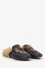 Gucci Black Leather Crystal Embellished Fur Princeton Slip-On Loafers Size 37