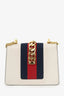 Gucci Cream Leather Web Mini Sylvie Chain Bag