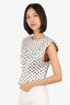 Ganni White/Black Satin Polka Dot Coset Top Size 38