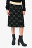 Gucci Black/Gold Wool GG Logo Midi Skirt Size M