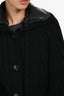 Prada Black Wool Leather Trim Cardigan Jacket Size 40
