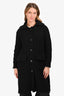 Prada Black Wool Leather Trim Cardigan Jacket Size 40