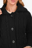 Prada Black Wool Leather Trim Cardigan Jacket Size 40