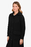 Prada Black Wool Leather Trim Cardigan Jacket Size 40