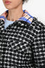 Pre-Loved Chanel™ 2020 Black/White Tweed Pink Lined Button Coat with Detachable Plaid Collar Size 36