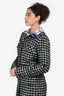 Pre-Loved Chanel™ 2020 Black/White Tweed Pink Lined Button Coat with Detachable Plaid Collar Size 36