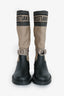 Christian Dior Black/Taupe 'D-Major' Boots Size 37.5