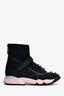 Christian Dior Black Tech Knit Crystal High Top Slip On Sneakers Size 37.5