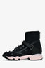 Christian Dior Black Tech Knit Crystal High Top Slip On Sneakers Size 37.5