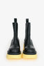 Bottega Veneta Black Leather Chelsea Yellow Heeled Lug Boots Size 37