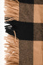 Burberry Brown/Black Check Wool Fringe Scarf