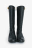 Prada Black Grain Leather Buckled Riding Boot Size 37.5