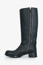 Prada Black Grain Leather Buckled Riding Boot Size 37.5