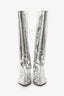 By Far Silver Leather Knee High Pointed Boots Size 38