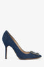 Manolo Blahnik Denim Hangisi Heels Size 38